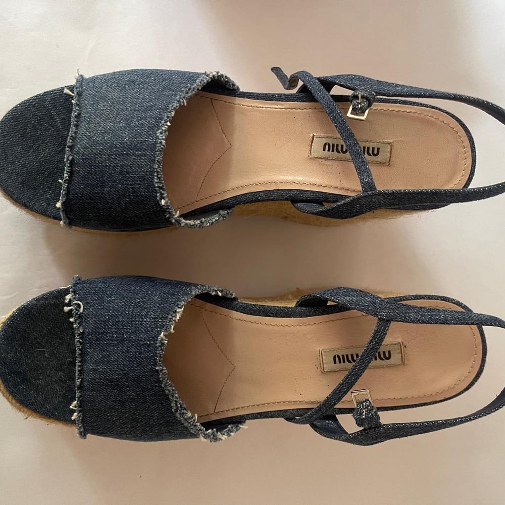 Miu Miu Blue Denim Espadrille Shoes